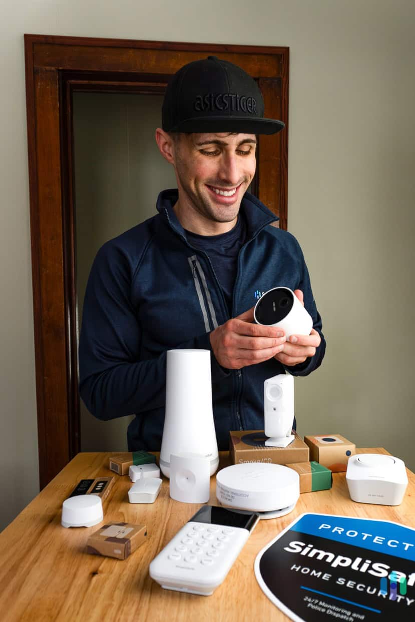 Corey testing out the SimpliSafe products